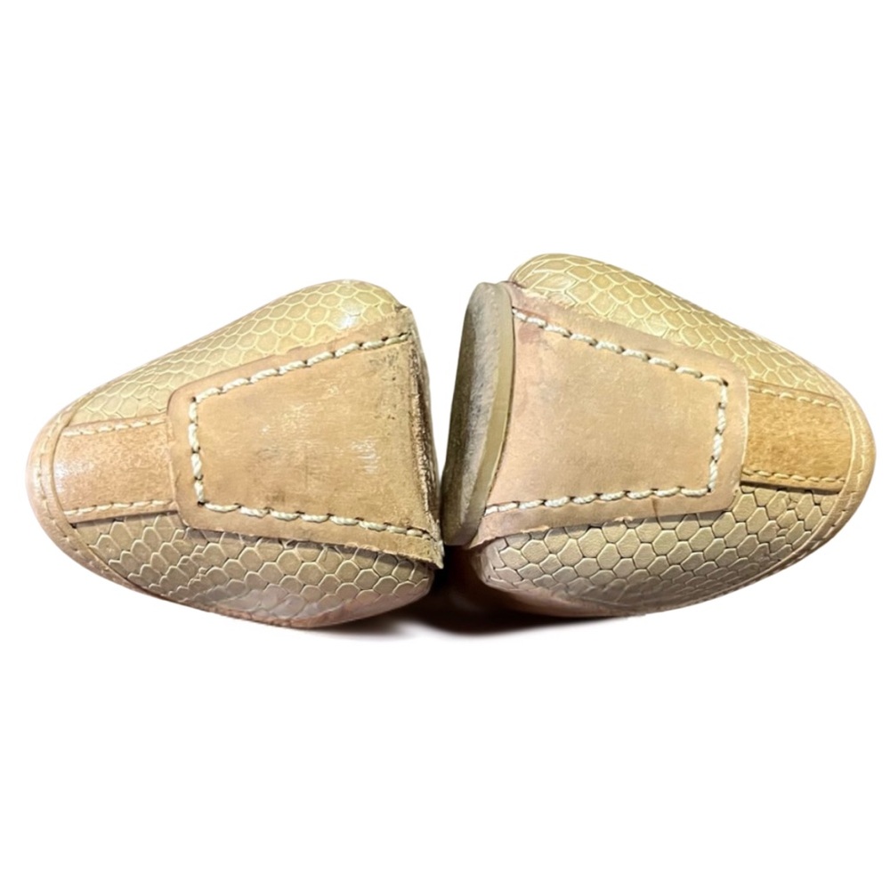 Tory Burch Women's SnakePrint Tan Flats - Picture 3 of 8